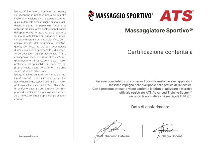 Certificazione Massaggiatore Sportivo®