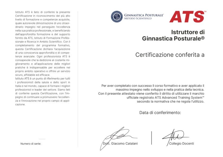 Certificazione Istruttore di Ginnastica Posturale®