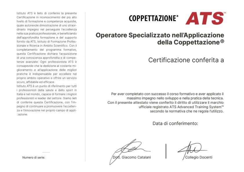 Certificazione Operatore Specializzato nell'Applicazione della Coppettazione®