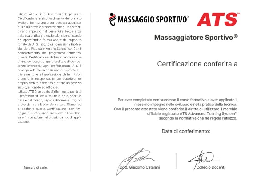 Certificazione Massaggiatore Sportivo®