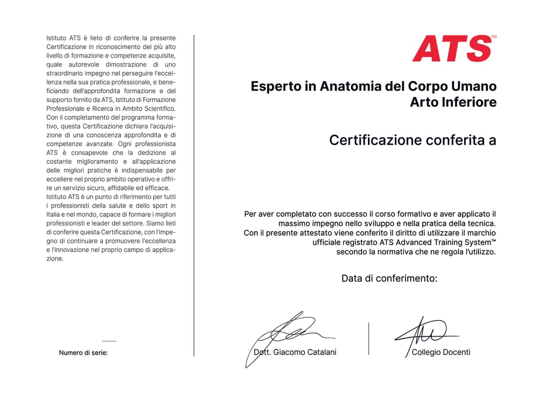 Certificazione Esperto in Anatomia del Corpo Umano - Arto Inferiore