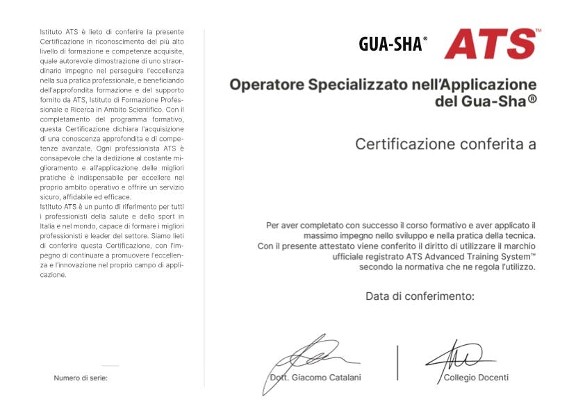 Certificazione Operatore Specializzato nell'Applicazione del Gua-Sha®