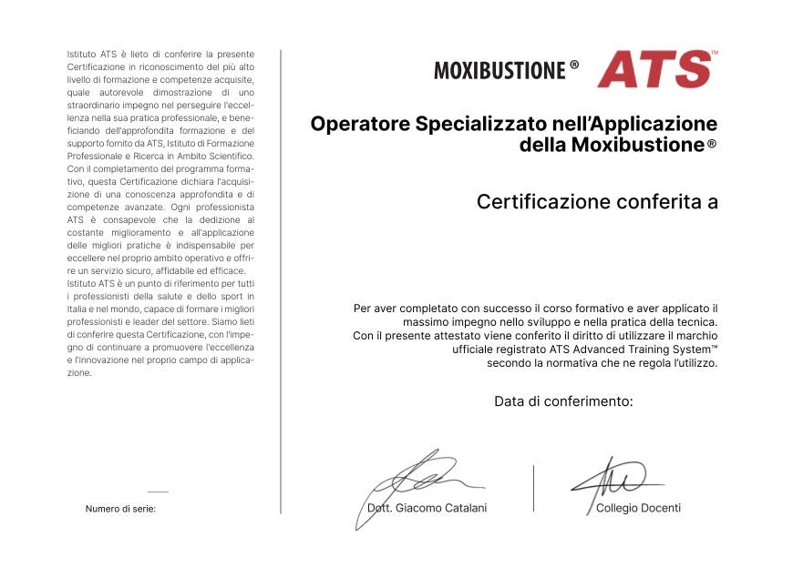 Certificazione Operatore Specializzato nell'Applicazione della Moxibustione®