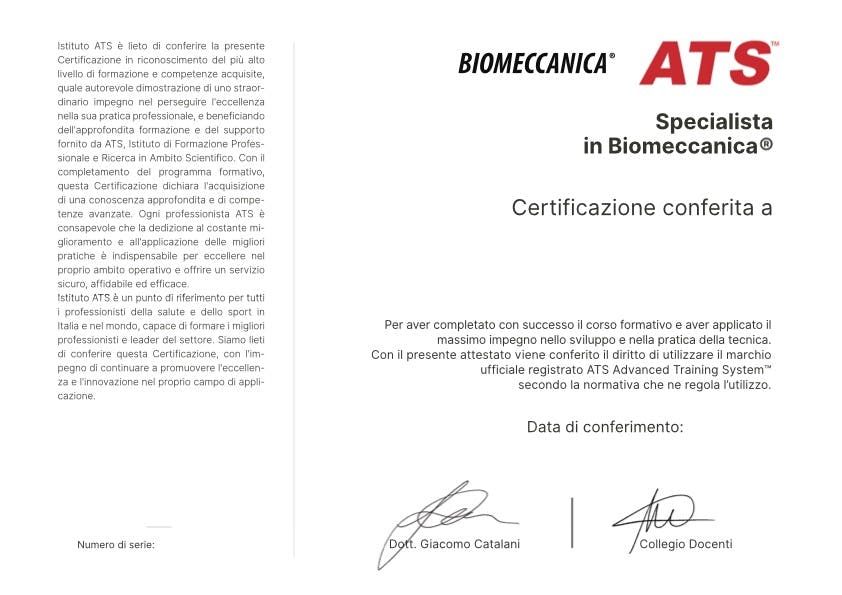 Certificazione Specialista in Biomeccanica®